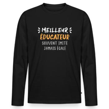 Souvent imité jamais égalé meilleur educateur - T-shirt manches longues Premium bio Homme - noir - Devant - Nico (187cm)