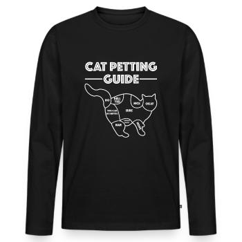 Instructions pour les caresses de chat | Chat, caresses, amusement - T-shirt manches longues Premium bio Homme - noir - Devant - Nico (187cm)