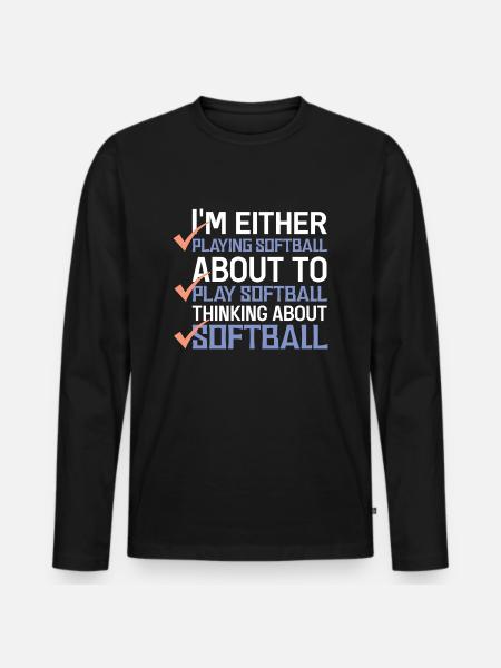 Softball - Men's Premium Organic Long Sleeve Shirt - black