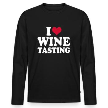 Buveur de vin Vin J’aime la dégustation de vin - T-shirt manches longues Premium bio Homme - noir - Devant - Nico (187cm)