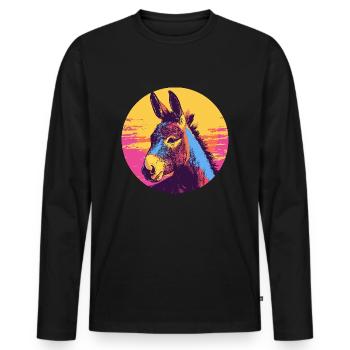 Âne Pop Art - T-shirt manches longues Premium bio Homme - noir - Devant - Nico (187cm)