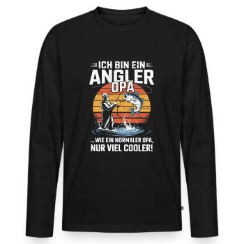 Ich bin ein Angler Opa – cooler Opa Angelshirt - Männer Premium Bio Langarmshirt - Schwarz - Vorne - Nico (187cm)