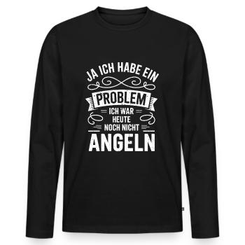 Ich habe ein Problem, war heute nicht Angeln Shirt - Männer Premium Bio Langarmshirt - Schwarz - Vorne - Nico (187cm)