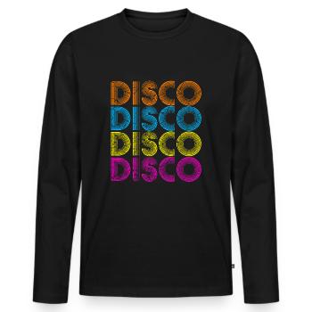 Musique disco - T-shirt manches longues Premium bio Homme - noir - Devant - Nico (187cm)