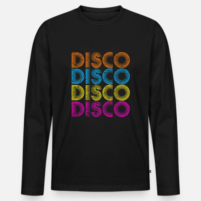 Disco Musik - Männer Premium Bio Langarmshirt - Schwarz
