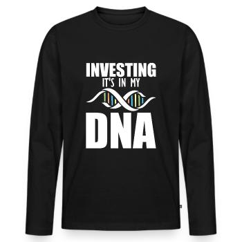 Investir en bourse - T-shirt manches longues Premium bio Homme - noir - Devant - Nico (187cm)