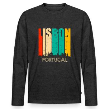 Lisbonne Portugal - T-shirt manches longues Premium bio Homme - anthracite chiné - Devant - Nico (187cm)