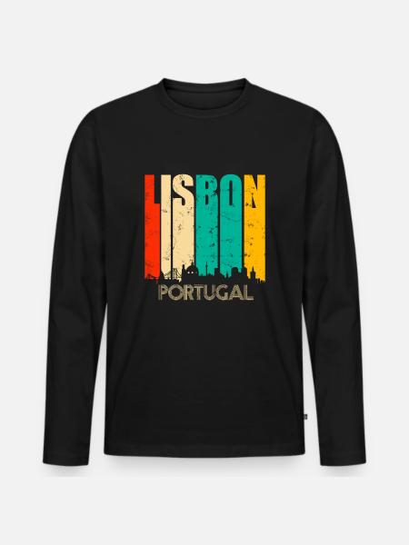 Lissabon Portugal - Männer Premium Bio Langarmshirt - Schwarz