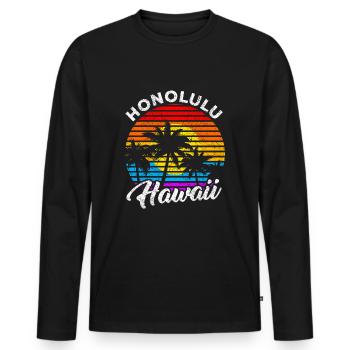 Honolulu Hawaii - Männer Premium Bio Langarmshirt - Schwarz - Vorne - Nico (187cm)