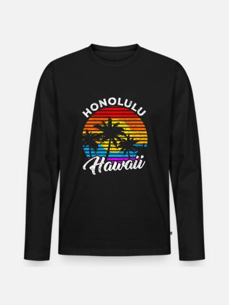 Honolulu Hawaii - Men's Premium Organic Long Sleeve Shirt - black