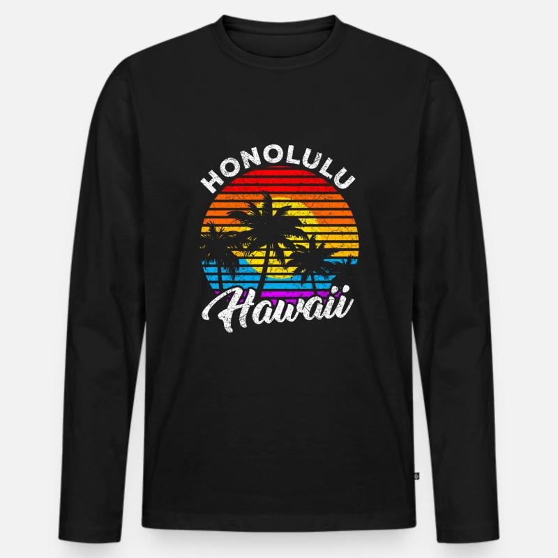 Honolulu Hawaii - Männer Premium Bio Langarmshirt - Schwarz