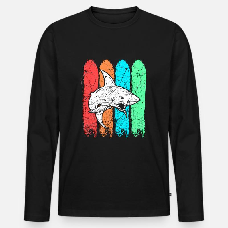 Hai Haifisch - Männer Premium Bio Langarmshirt - Schwarz