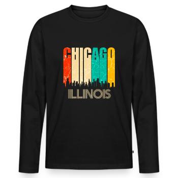 Chicago - Men's Premium Organic Long Sleeve Shirt - black - Front - Nico (187cm)