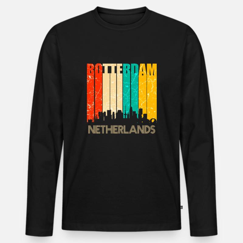 Rotterdam - Männer Premium Bio Langarmshirt - Schwarz