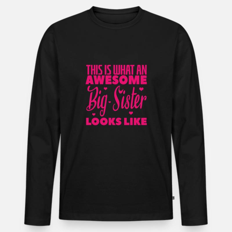 Awesome Big Sister - Männer Premium Bio Langarmshirt - Schwarz
