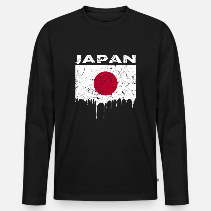 Japan Flagge - Männer Premium Bio Langarmshirt - Schwarz