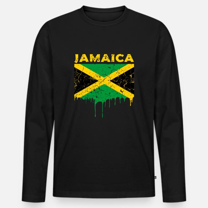 Jamaika Flagge - Männer Premium Bio Langarmshirt - Schwarz