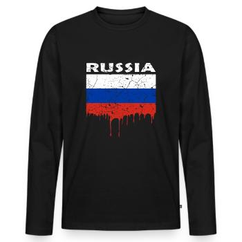 La russie - T-shirt manches longues Premium bio Homme - noir - Devant - Nico (187cm)