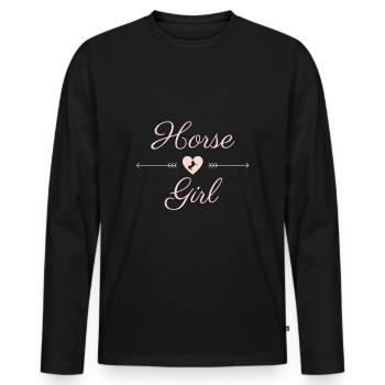 Conception de cheval fille - T-shirt manches longues Premium bio Homme - noir - Devant - Nico (187cm)