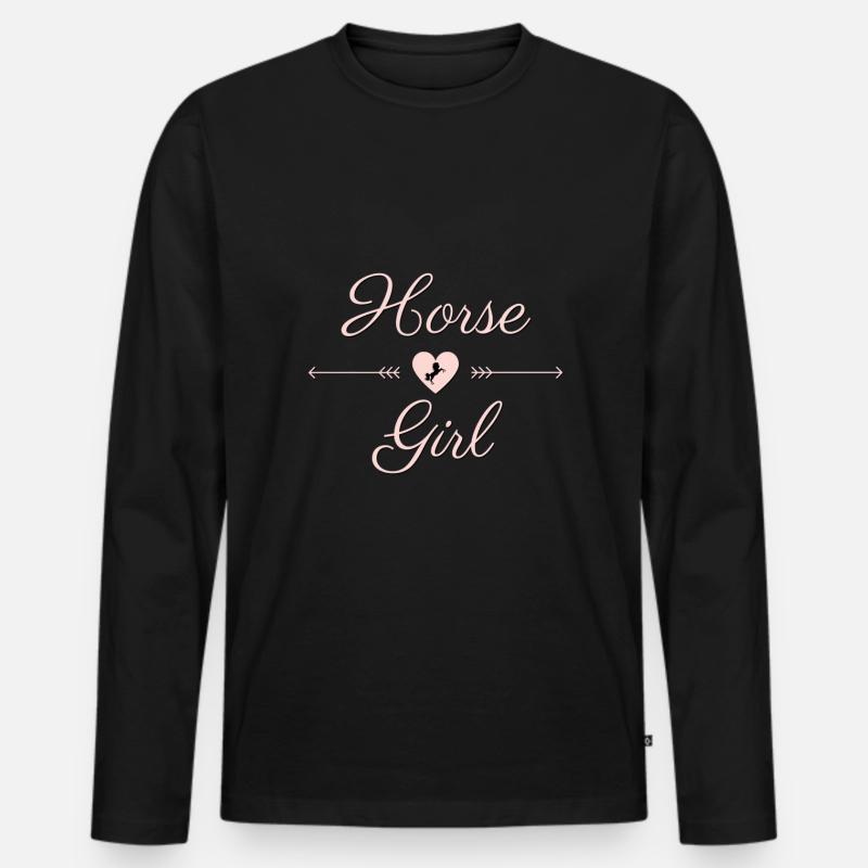 Pferde Mädchen Design - Männer Premium Bio Langarmshirt - Schwarz