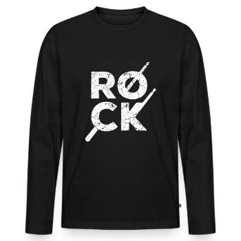 Rock Rocker Schlagzeug Schlagzeuger - Männer Premium Bio Langarmshirt - Schwarz - Vorne - Nico (187cm)