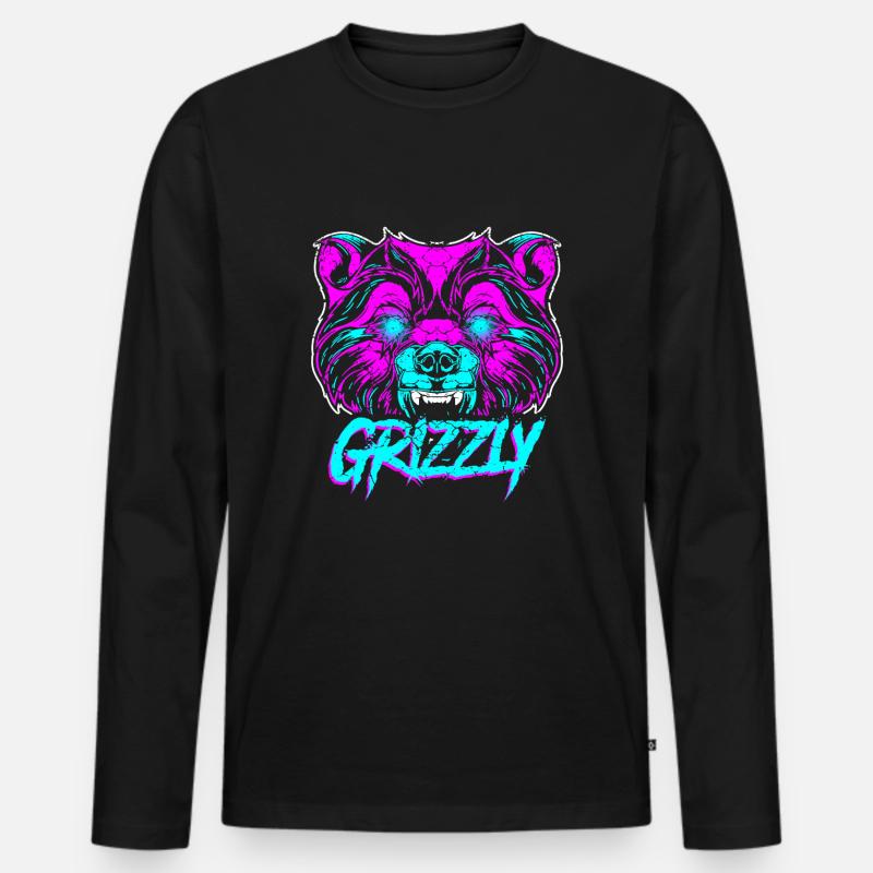 Grizzly Bär - Männer Premium Bio Langarmshirt - Schwarz