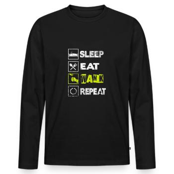 Mangez Sleep Wank Repeat - Masturbation Masturbate - T-shirt manches longues Premium bio Homme - noir - Devant - Nico (187cm)