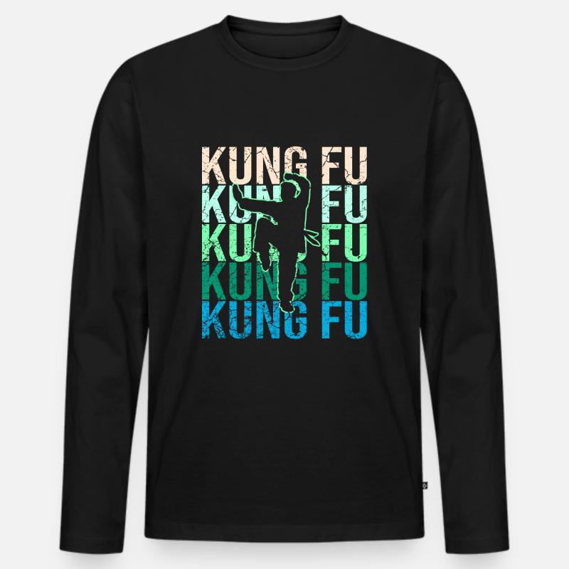 Kung Fu - Männer Premium Bio Langarmshirt - Schwarz
