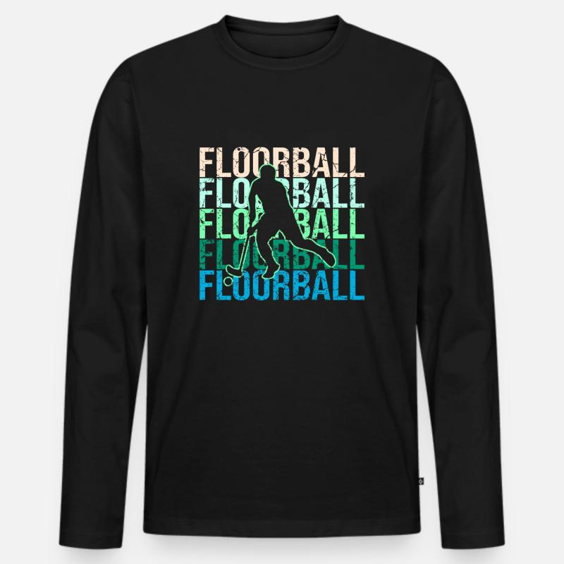 Floorball - Männer Premium Bio Langarmshirt - Schwarz