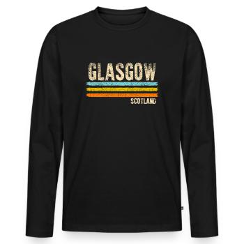 Glasgow Schottland - Männer Premium Bio Langarmshirt - Schwarz - Vorne - Nico (187cm)