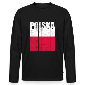 Pologne - T-shirt manches longues Premium bio Homme - noir - Devant - Nico (187cm)