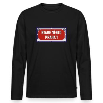 Praha Stare Mesto. Prag Old Town Street Sign. - Männer Premium Bio Langarmshirt - Schwarz - Vorne - Nico (187cm)