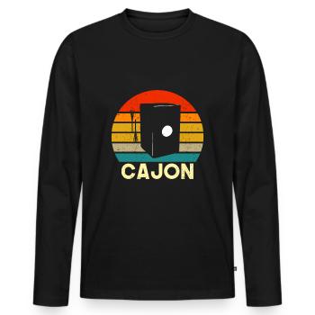 cajon vintage instrument - Männer Premium Bio Langarmshirt - Schwarz - Vorne - Nico (187cm)
