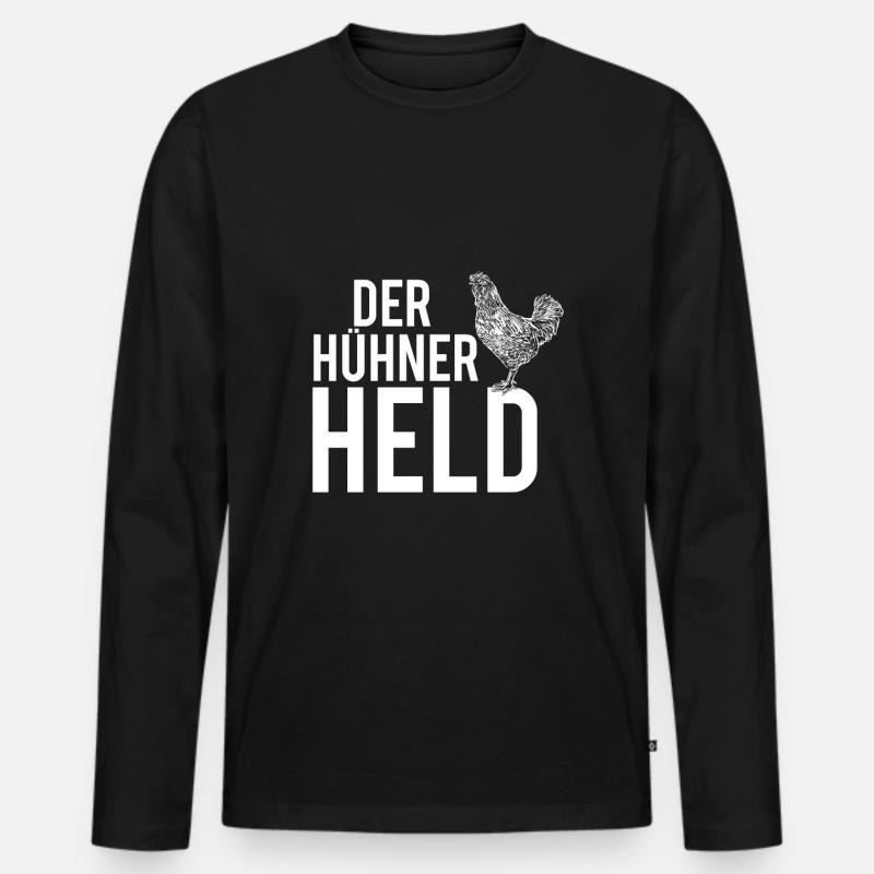 Der Hühner Held - Männer Premium Bio Langarmshirt - Schwarz