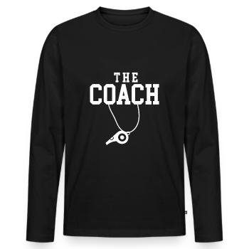 the coach - Männer Premium Bio Langarmshirt - Schwarz - Vorne - Nico (187cm)