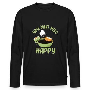 Funny sushi saying design - Men's Premium Organic Long Sleeve Shirt - black - Front - Nico (187cm)