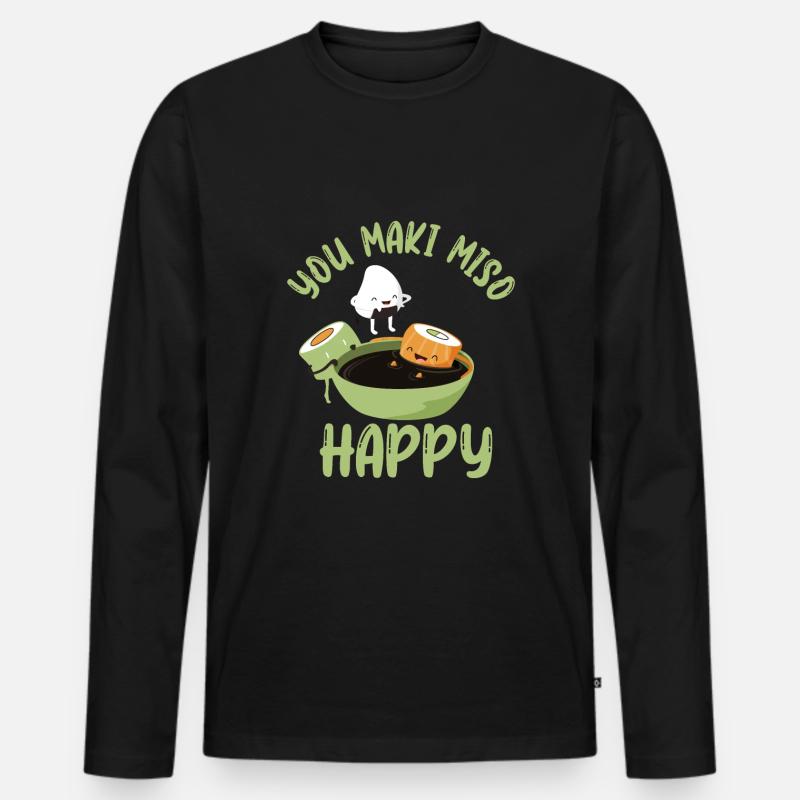Lustiges Sushi Spruch Design - Männer Premium Bio Langarmshirt - Schwarz