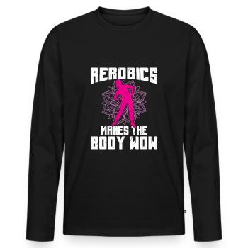 Retro Aerobic Sport Design - Männer Premium Bio Langarmshirt - Schwarz - Vorne - Nico (187cm)