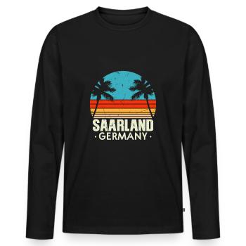 Saarland Retro Vintage Design - Männer Premium Bio Langarmshirt - Schwarz - Vorne - Nico (187cm)