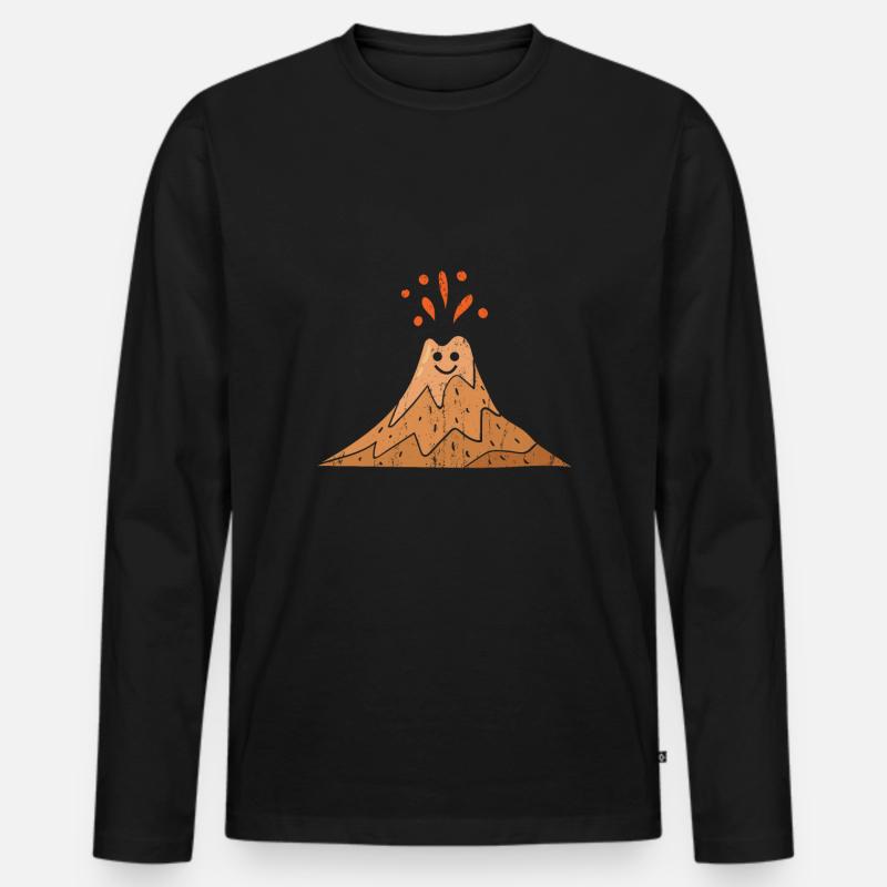 Cooles Vulkan Design - Männer Premium Bio Langarmshirt - Schwarz