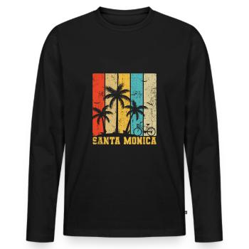 Santa Monica California - Men's Premium Organic Long Sleeve Shirt - black - Front - Nico (187cm)