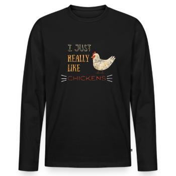 Ich mag einfach Hühner Grunge Huhn - Männer Premium Bio Langarmshirt - Schwarz - Vorne - Nico (187cm)