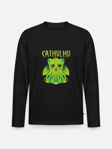 Cathulhu Saying Design - Men's Premium Organic Long Sleeve Shirt - black