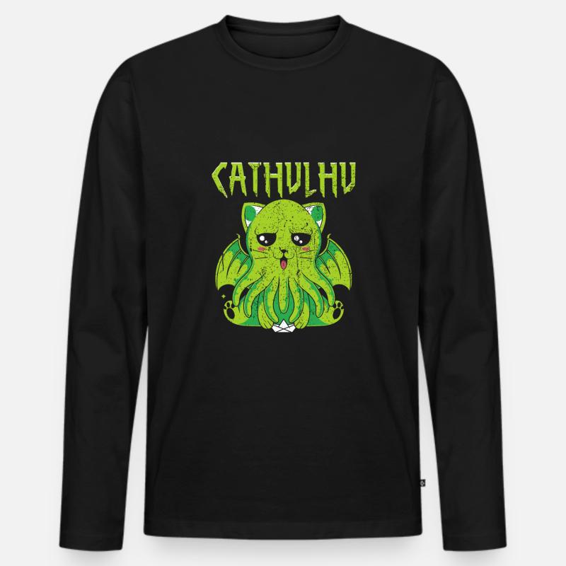 Cathulhu Spruch Design - Männer Premium Bio Langarmshirt - Schwarz