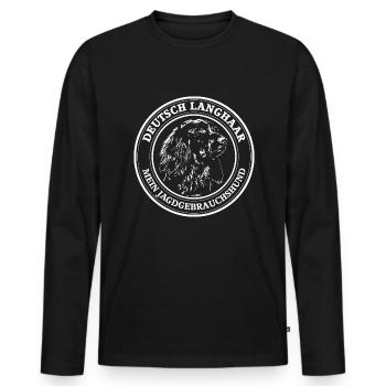 DEUTSCH LANGHAAR Jagdgebrauchshund Jagd Wilsigns - Männer Premium Bio Langarmshirt - Schwarz - Vorne - Nico (187cm)
