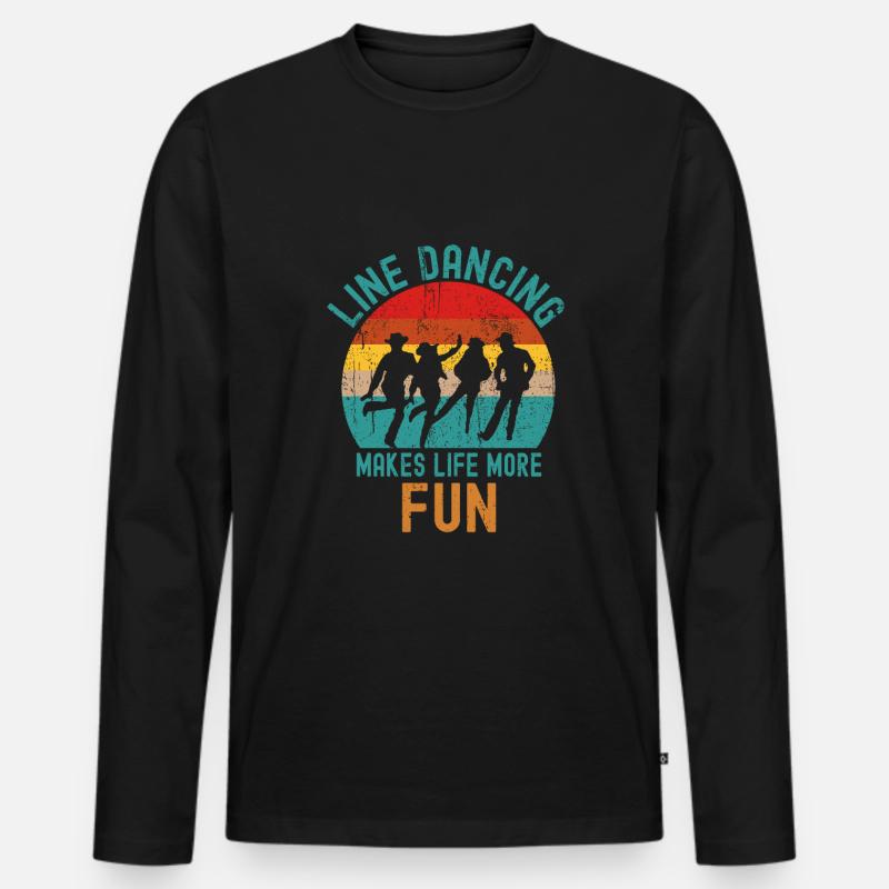 Line Dancing - Männer Premium Bio Langarmshirt - Schwarz
