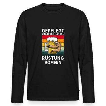 Gepflegt einen hinter die Rüstung römern - Männer Premium Bio Langarmshirt - Schwarz - Vorne - Nico (187cm)
