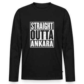 Straight Outta Ankara Jahrgang - Männer Premium Bio Langarmshirt - Schwarz - Vorne - Nico (187cm)