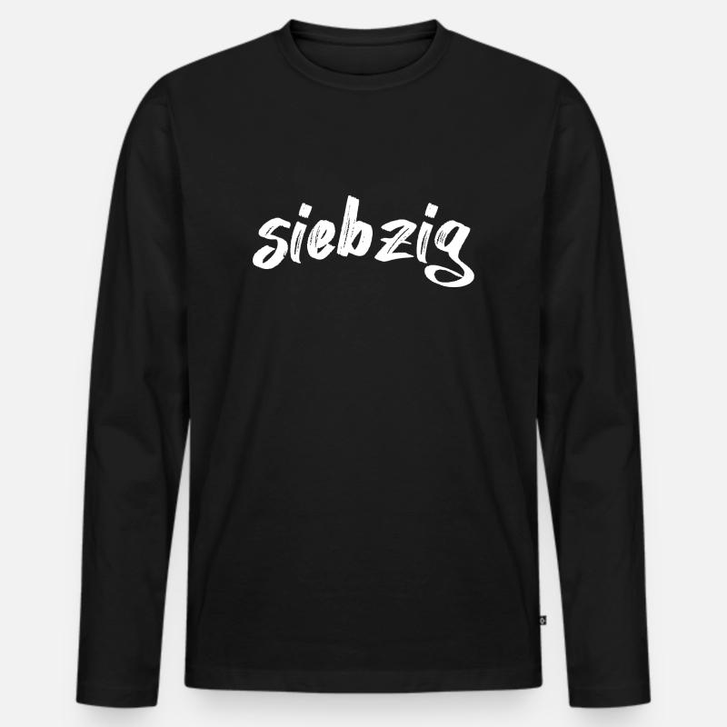Siebzig Schriftzug - Männer Premium Bio Langarmshirt - Schwarz