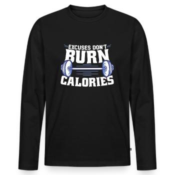 Les excuses ne brûlent pas de calories Entraînement physique - T-shirt manches longues Premium bio Homme - noir - Devant - Nico (187cm)